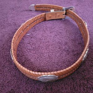 1 Brown Leather belt with 5 silver plates